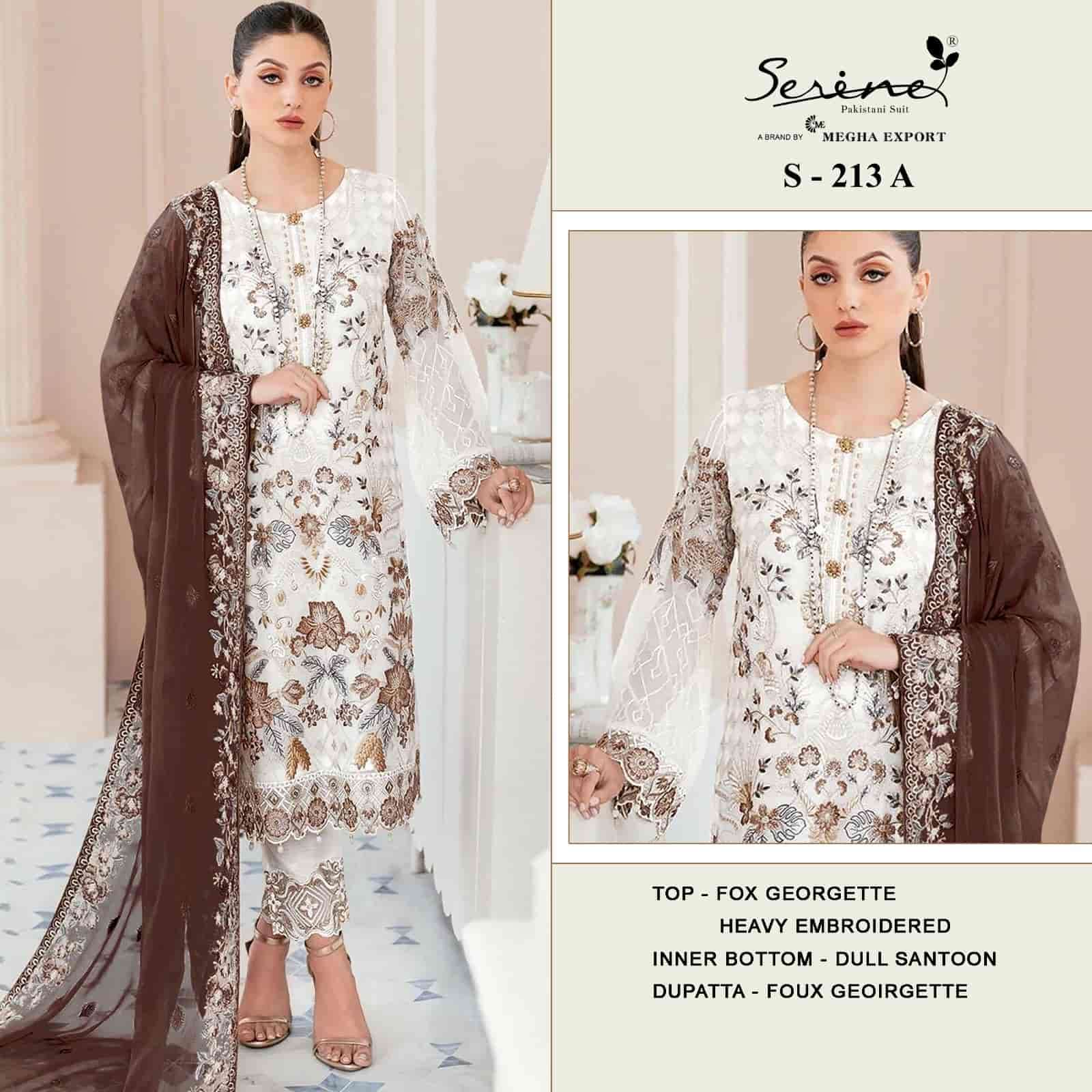 Megha Export S 213 Colors Pakistani Designer Latest Style Festive Suit Wholesalers