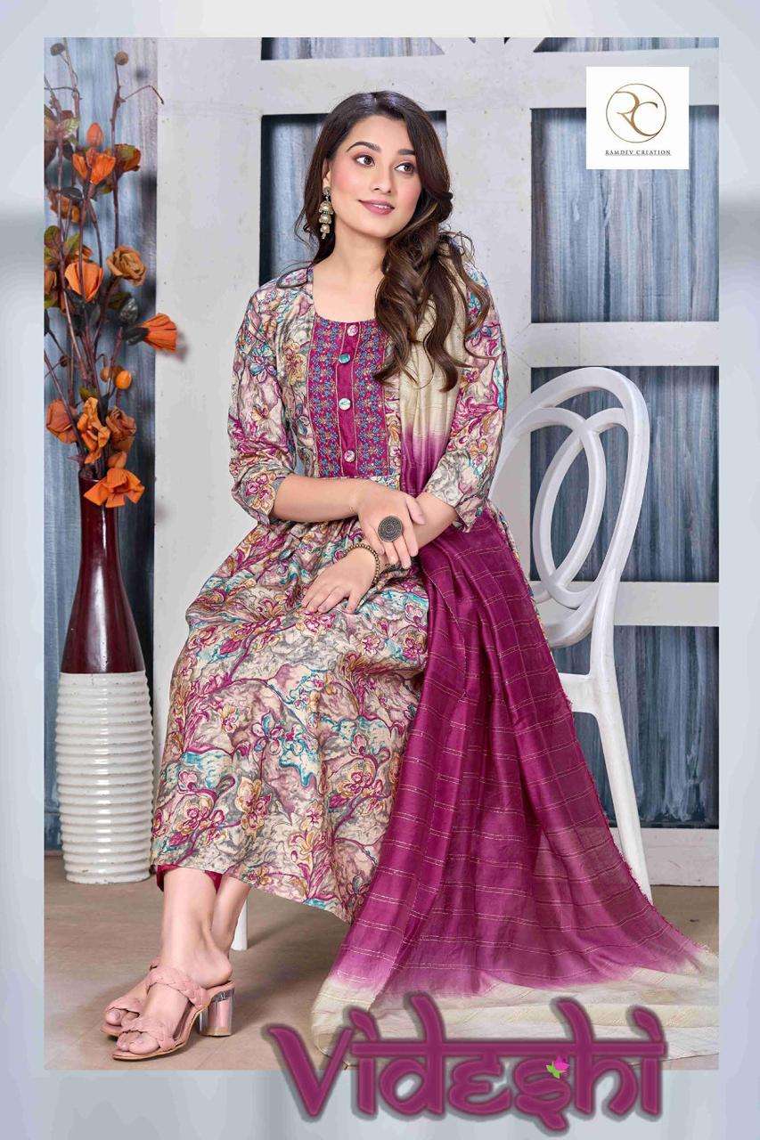 Rc Videshi Fancy Modal Silk Readymade 3 Piece Pair Ladies Collection