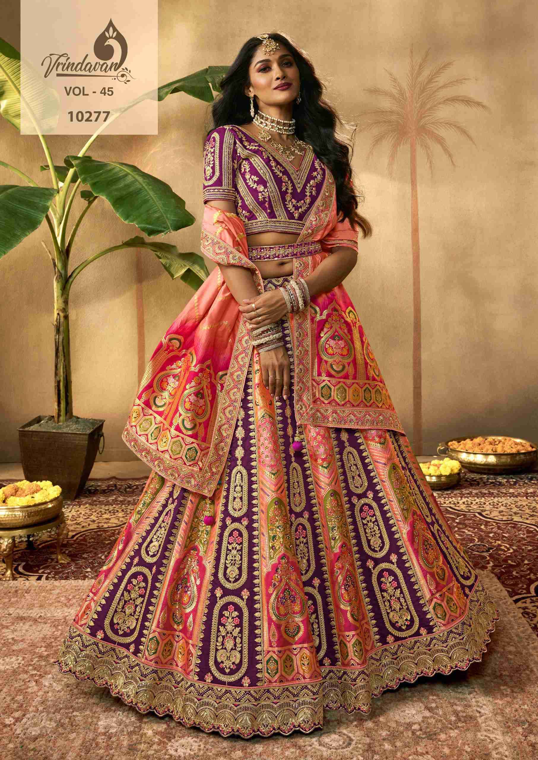 Royal Vrindavan Vol 45 10275 To 10280 Designer Silk Wedding Lehenga Choli