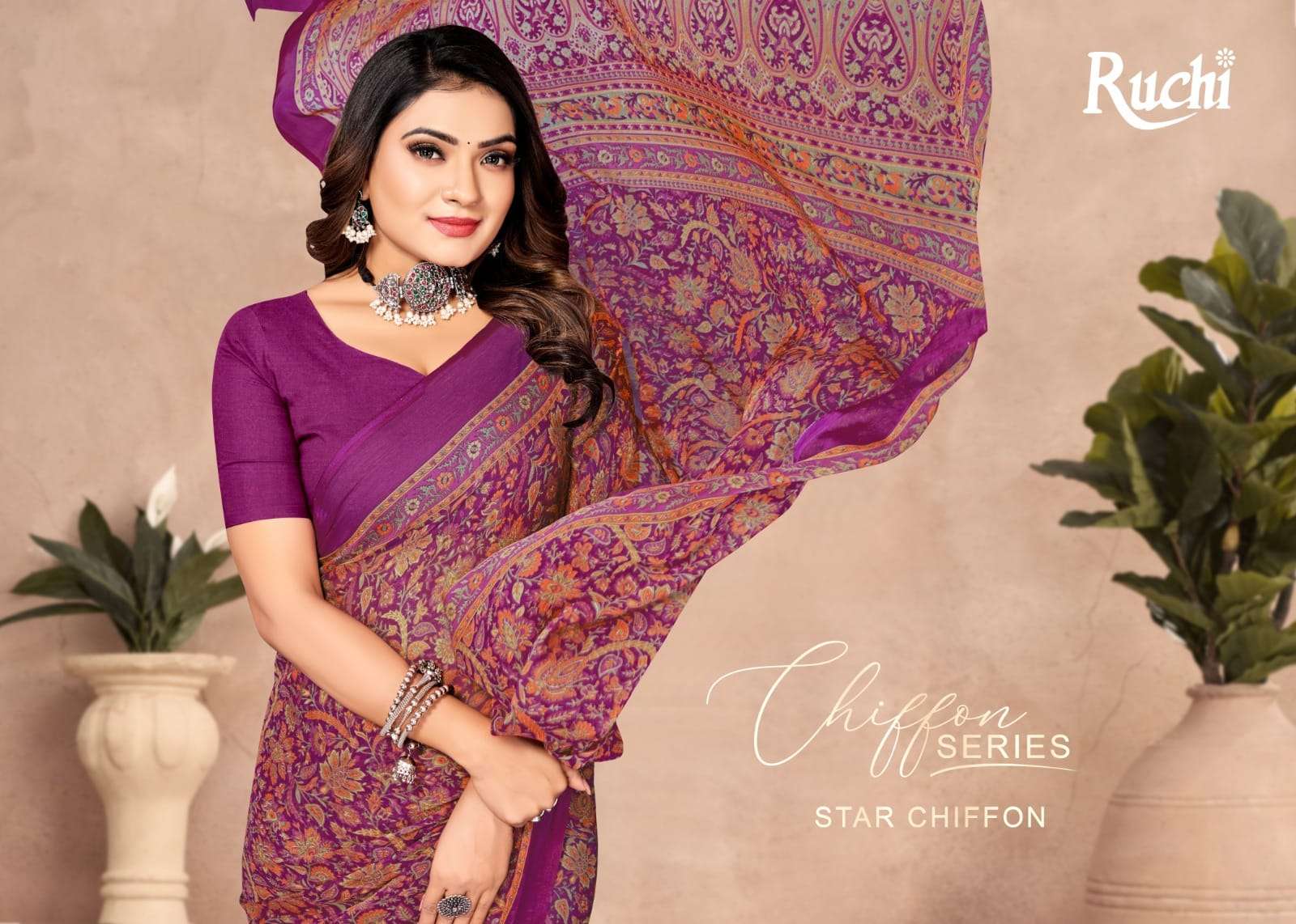 Ruchi Saree Star Chiffon 142nd Edition Exclusive Chiffon Saree Suppliers