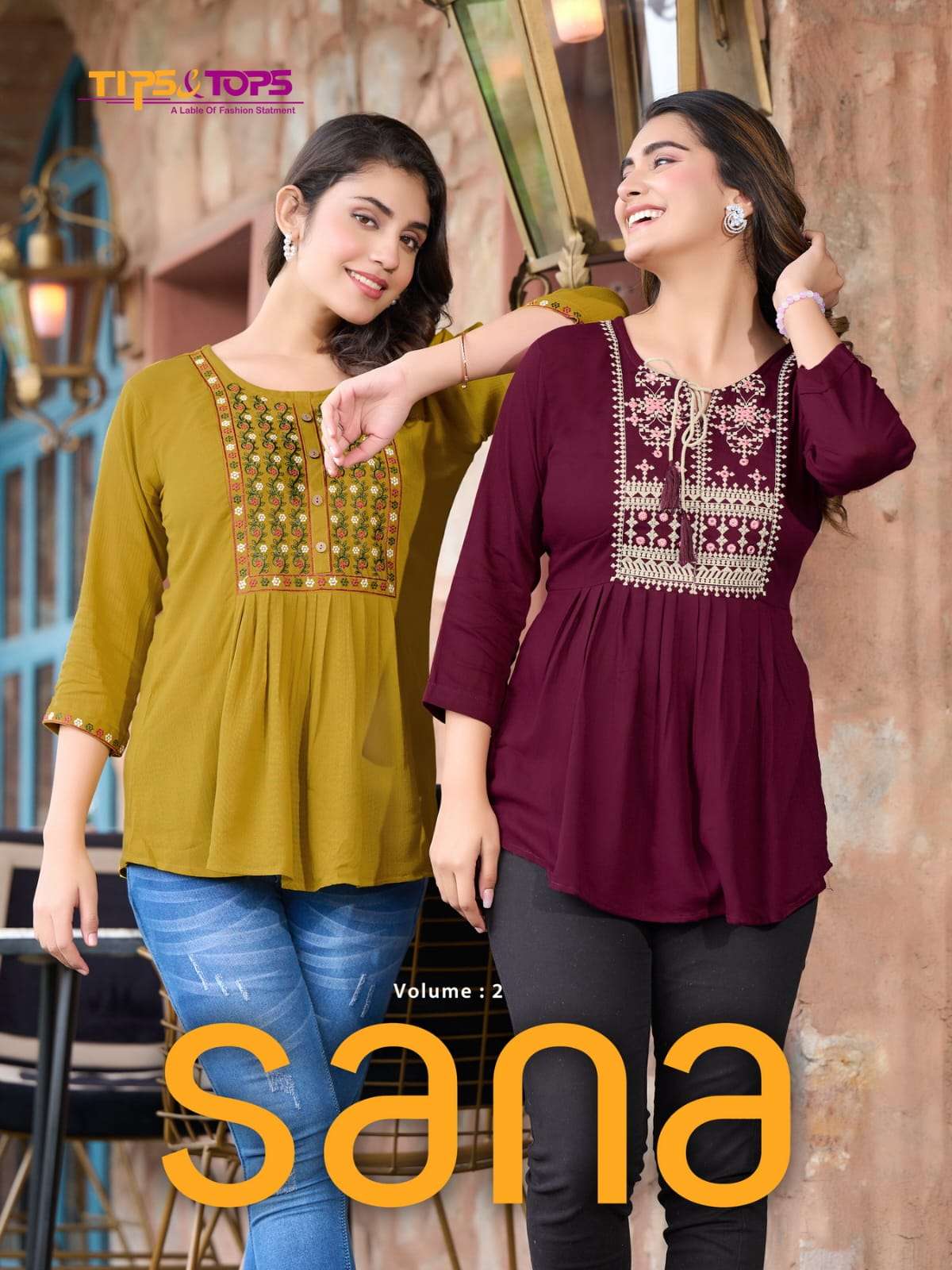 Tips And Tops Sana Vol 2 Fancy Short Tunic Tops Western Collection