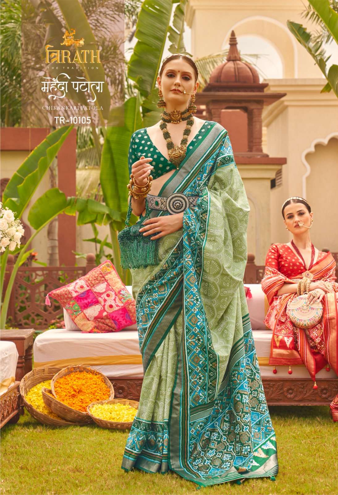Trirath Mehendi Patola 10104 To 10115 Festive Wear Style Designer Silk Saree Exporters