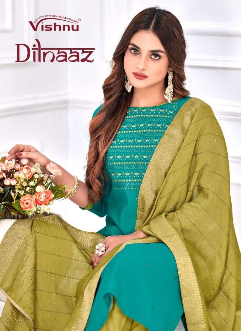 Vishnu Dilnaaz Fancy Silk Unstitch Ladies Suit Exclusive Collection