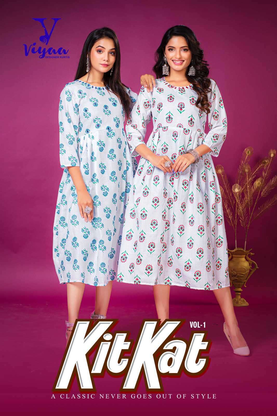 Viyaa Designer Kit Kat Pure Cotton Fancy Flared Kurti Exclusive Collection