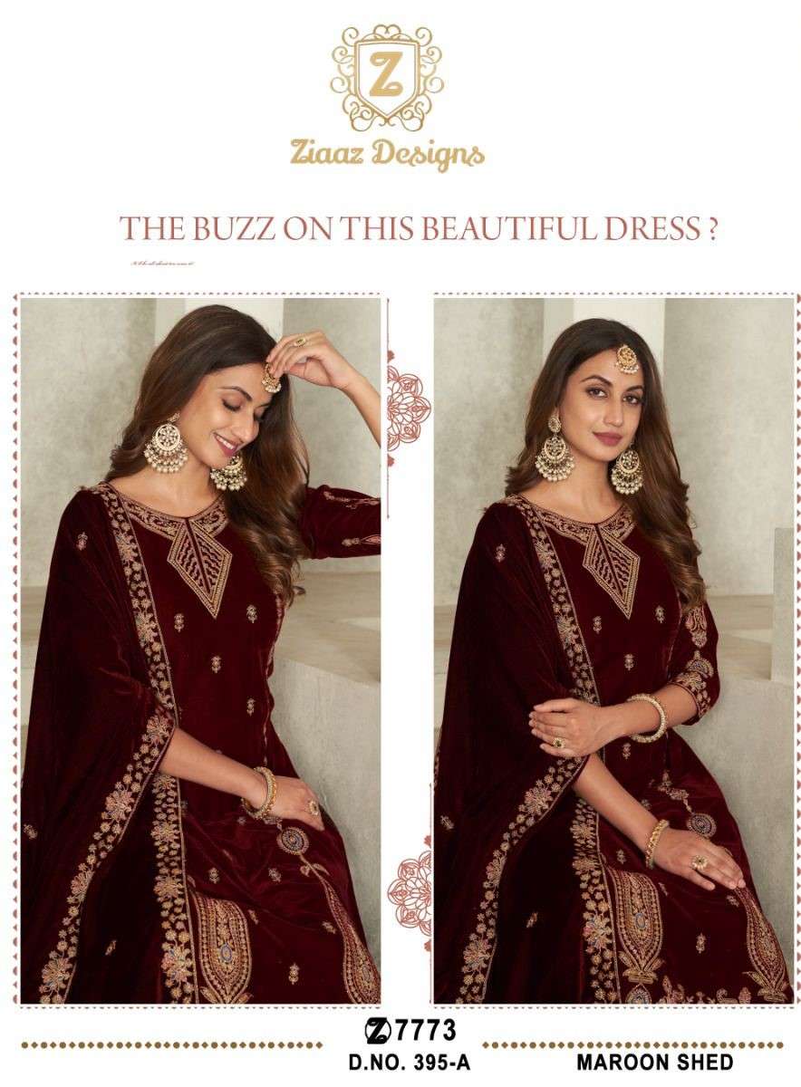 Ziaaz 395 Colors Stylish Velvet Suit Pakistani Outfit Online Dealers