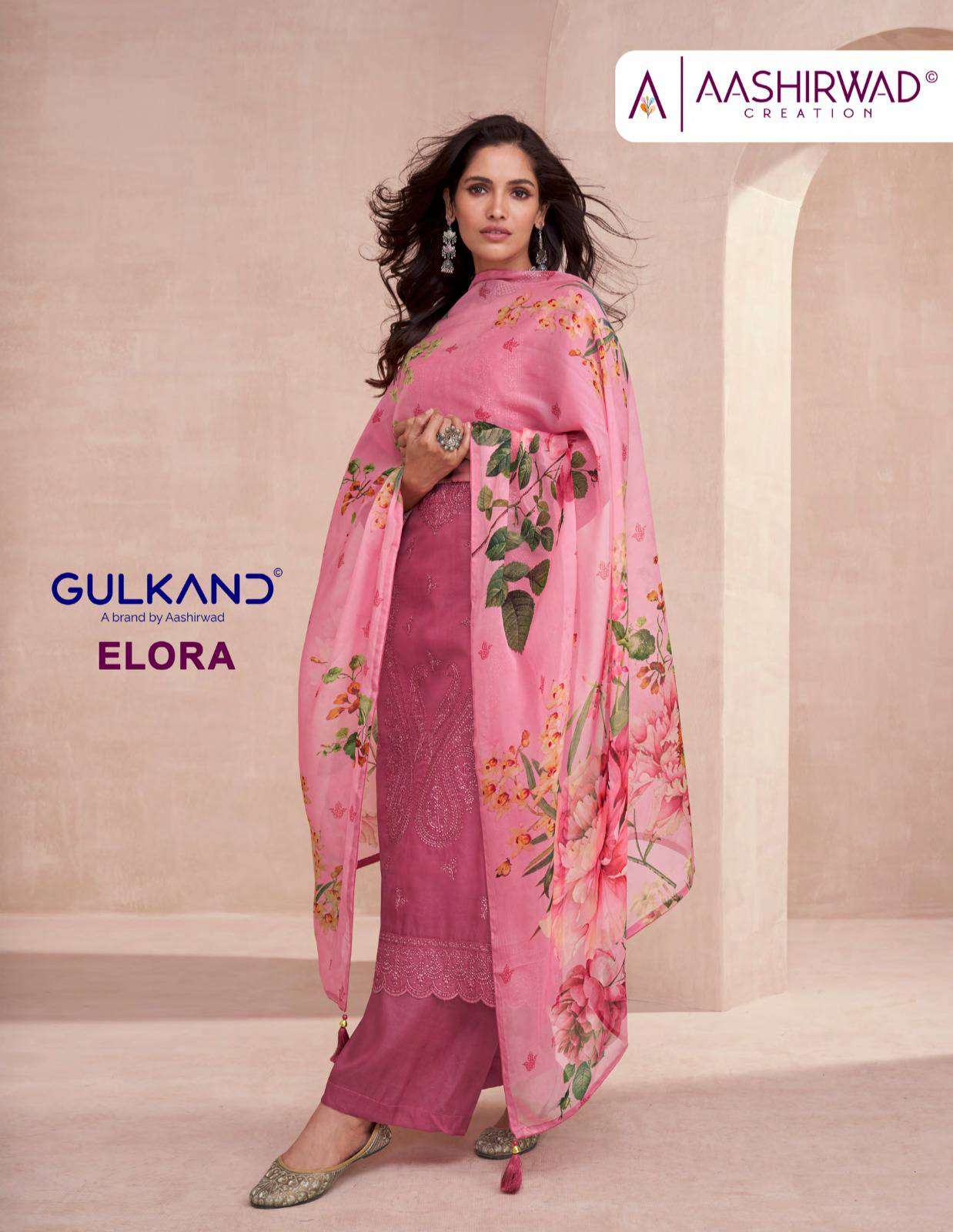 Aashirwad Gulkand Elora Fancy Designs Silk Premium Designs Suit Exporters