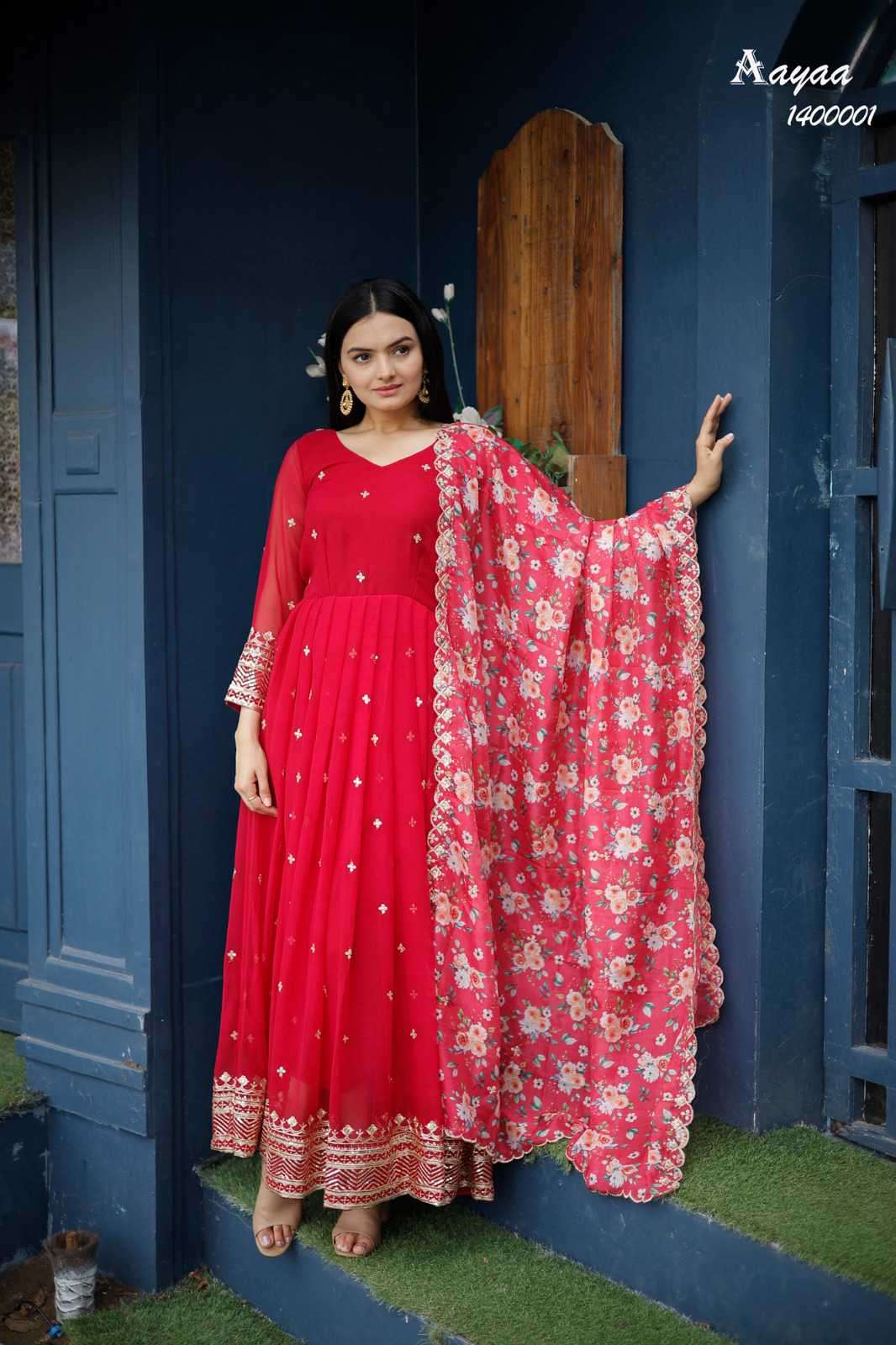 Aayaa Vol 14 1400001 To 1400004 Designer Gown Dupatta Set Festive Collection