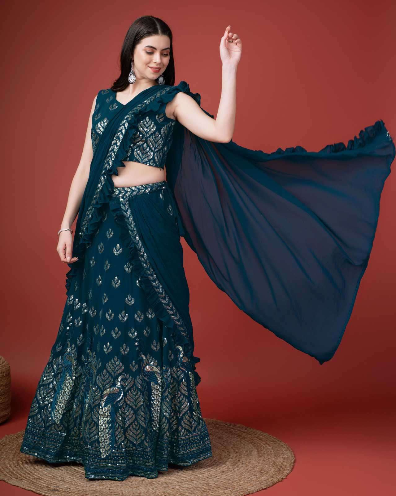 Amoha Trends C 2009 Colors Designer Pree Stitched Lehenga Partywear Collection