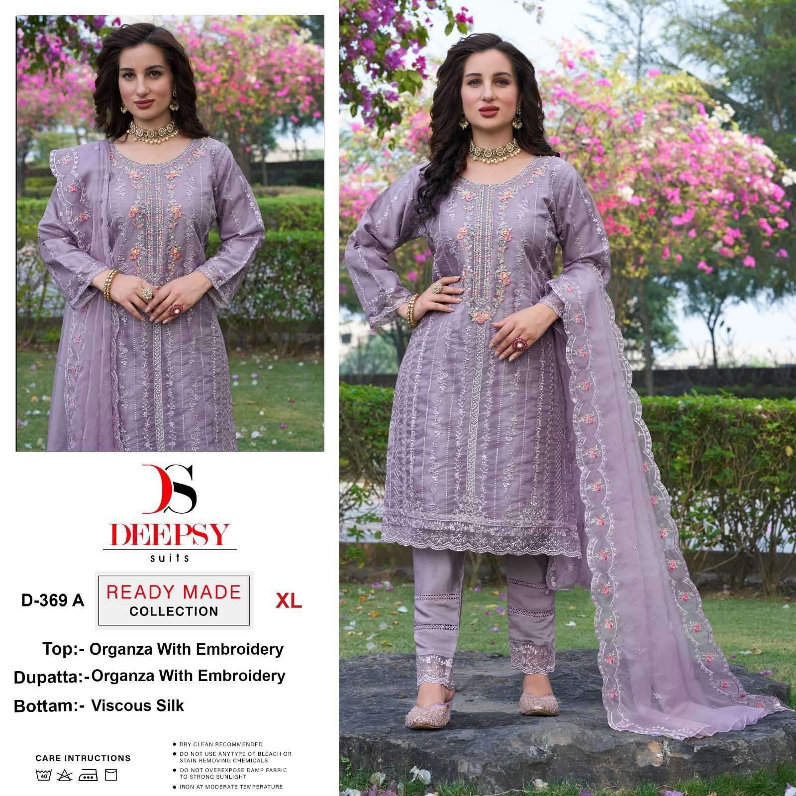 Deepsy D 369 Colors Designer Organza Pakistani 3 Piece Pair New Collection