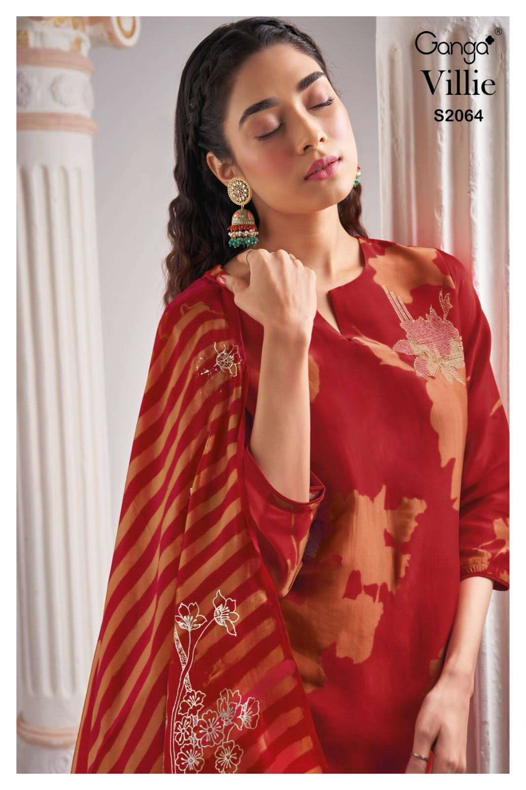 Ganga Villie 2064 Designer Organza Silk Exclusive Ladies Suit New Designs