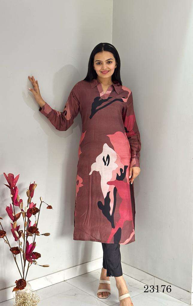Indira 23176 Fancy Muslin Casual Wear Kurti Bottom Pair New Designs