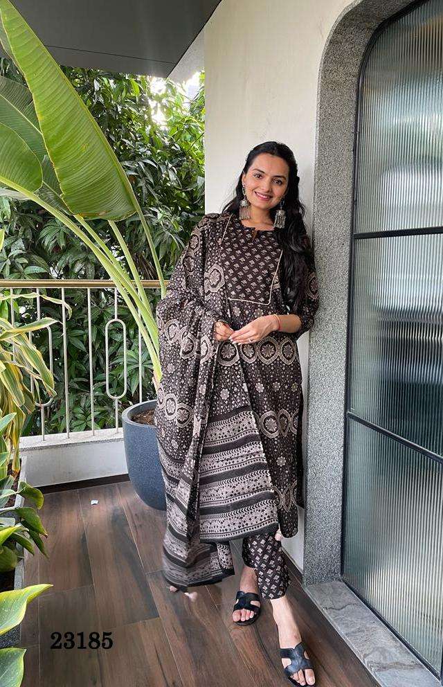 Indira 23185 Summer Wear Fancy Kurti Pant Dupatta Pair Branded Collection