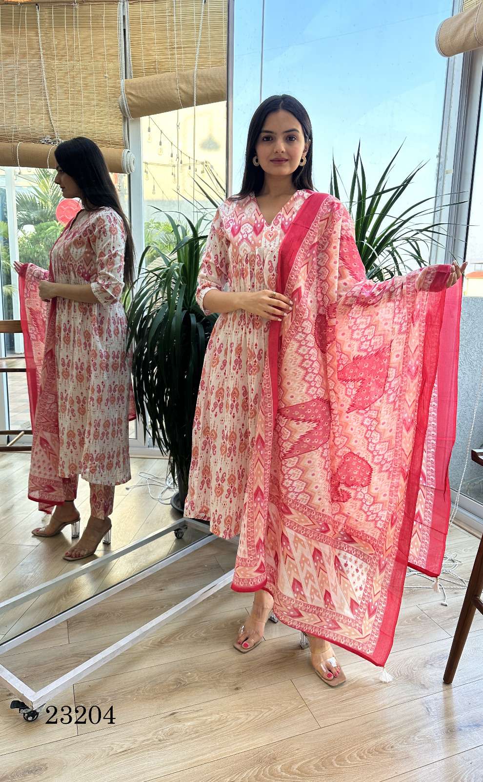 Indira 23204 Fancy Cotton Casual Wear Kurti Bottom Dupatta Size Set Designs