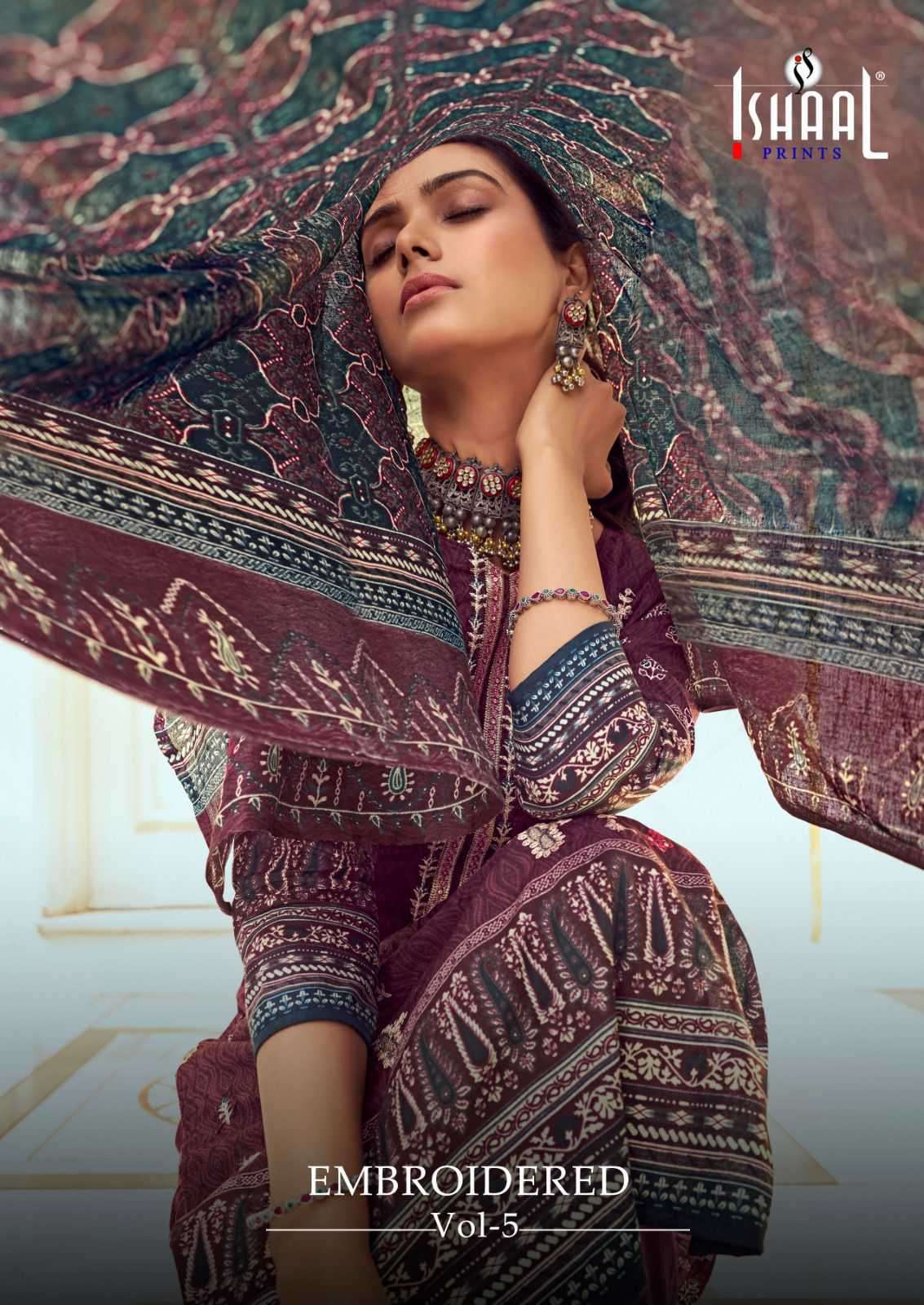 Ishaal Embroidered Vol 5 Exclusive Fancy Lawn Cotton Branded Suits Online Dealers