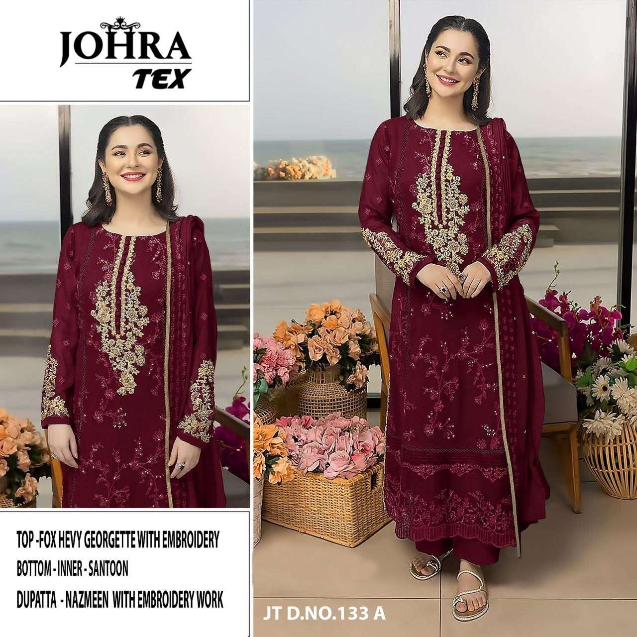 Johra Tex Jt 133 A Designer Georgette Suits Pakistani Collection