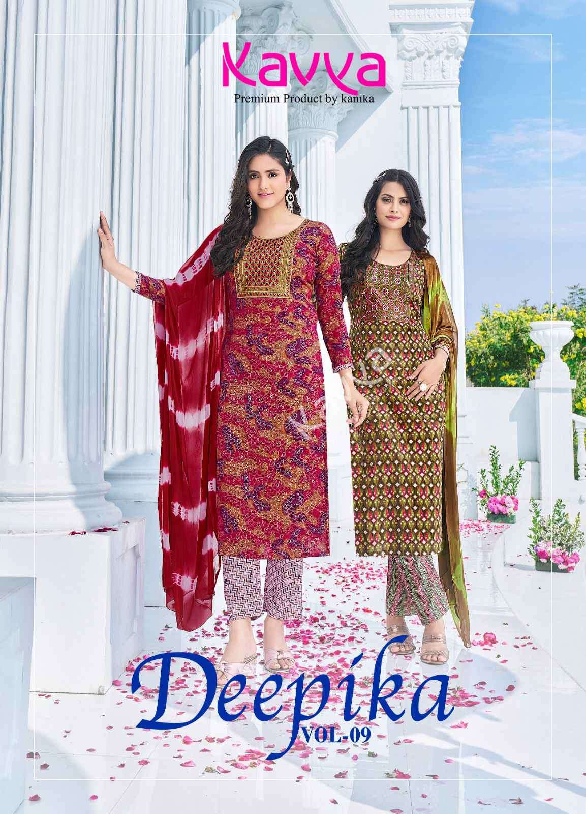 Kavya Deepika Vol 9 Exclusive Straight Kurti Pant Dupatta Set Premium Designs