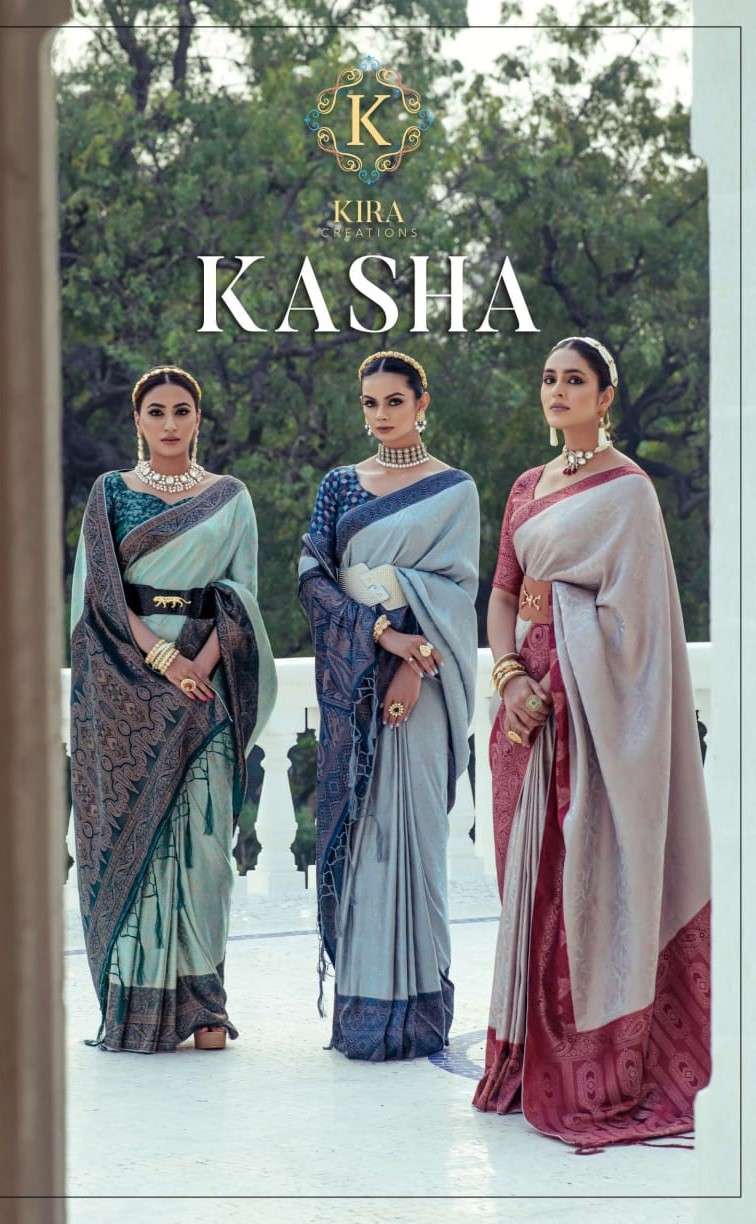 Kira Creation Kasha 3001 To 3006 Fancy Satin Exclusive Designs Saree Wedding Collection