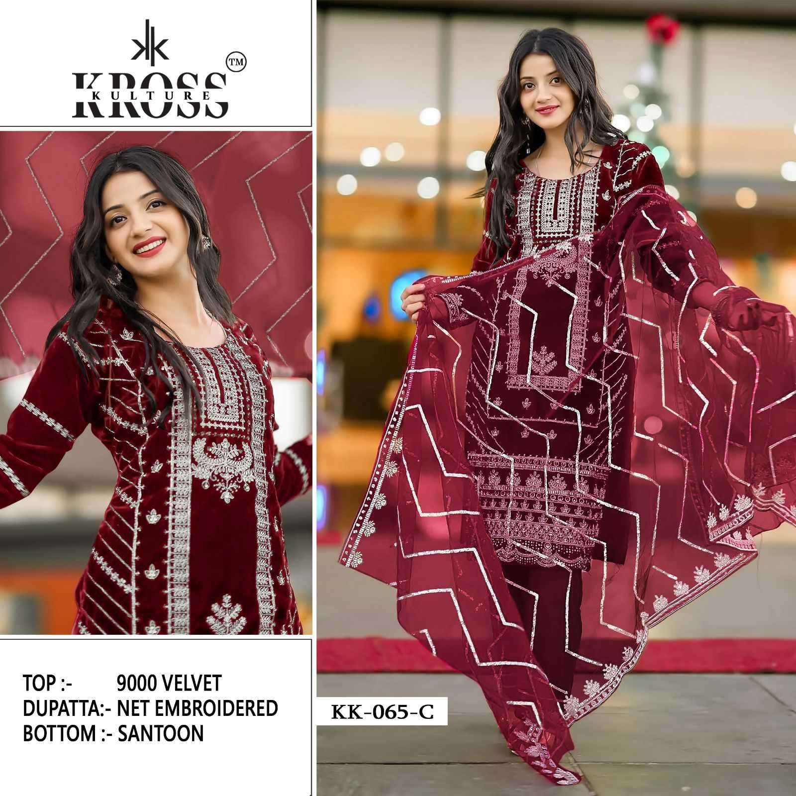 Kross Kulture KK 065 C Partywear Pakistani Velvet Dress Collection