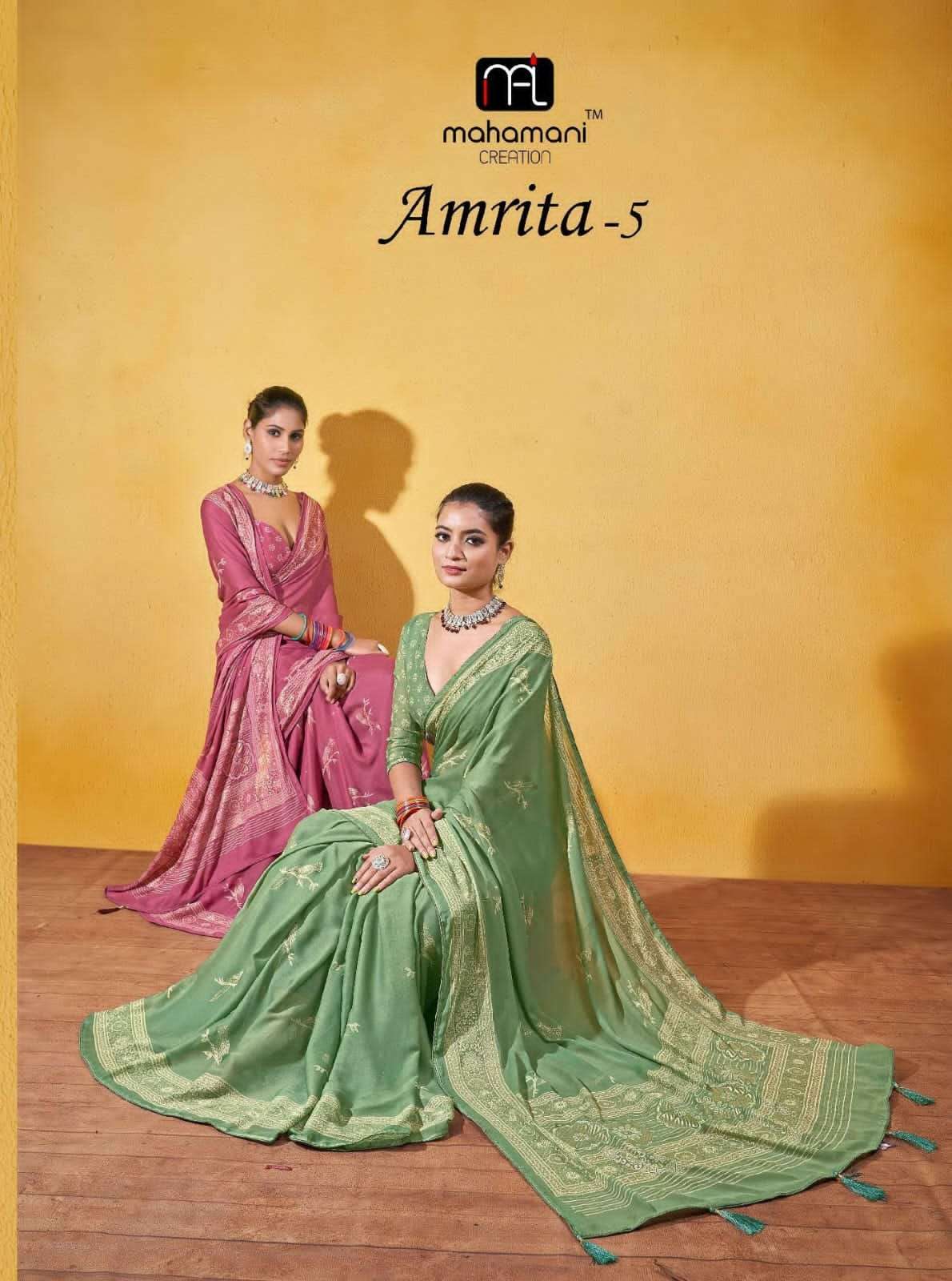 Mahamani Amrita Vol 5 5001 To 5006 Fancy Foil Print Saree Online Store Collection