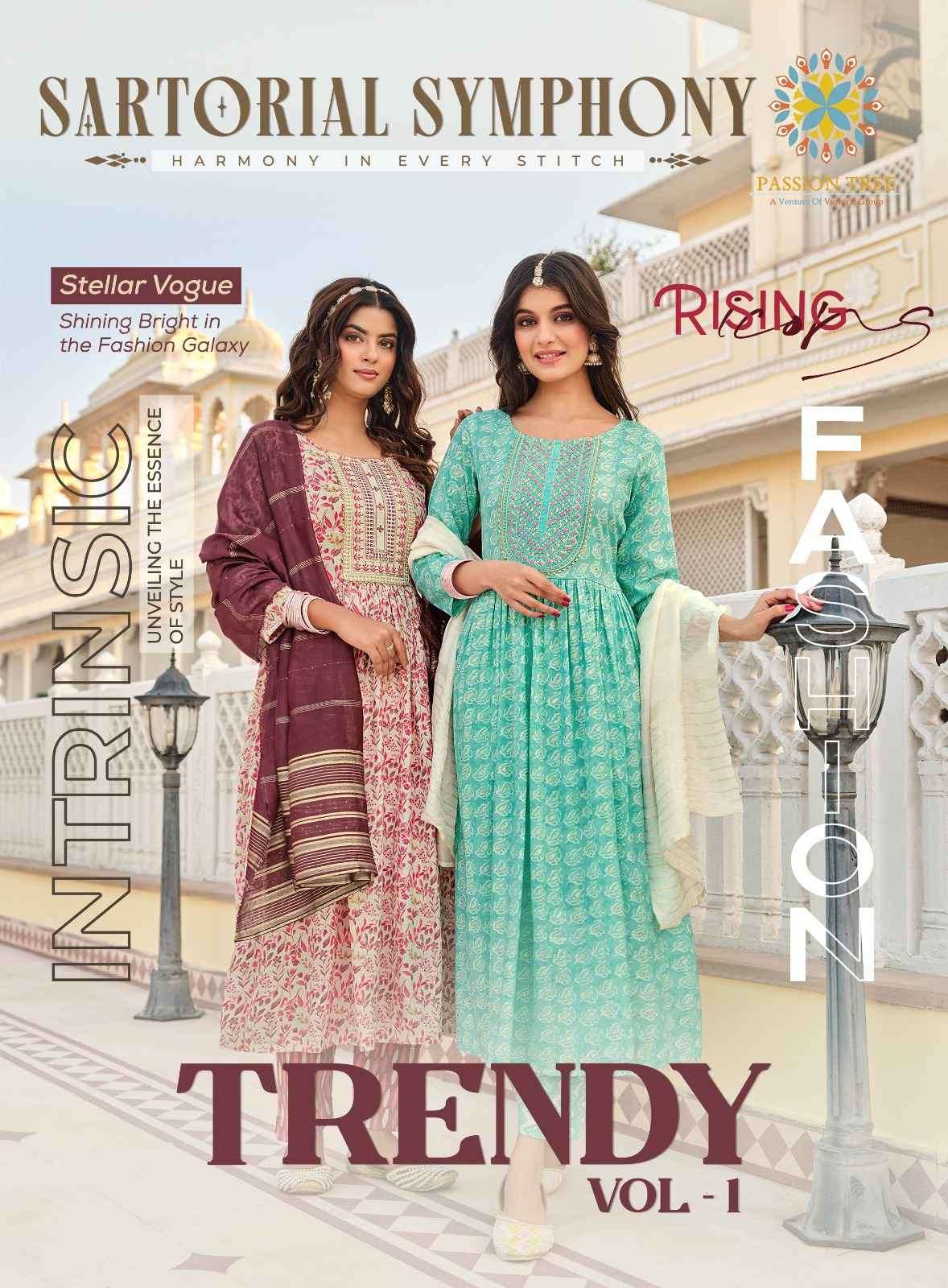 Passion Tree Trendy Vol 1 Fancy Nayra Cut Readymade 3 Piece Set Wholesalers
