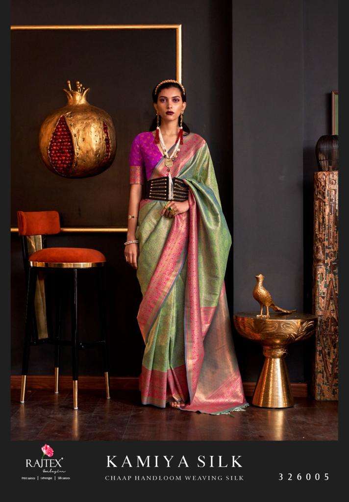 Rajtex Kamiya Silk 326001 To 326010 Partywear Weaving Silk Saree Branded Collection