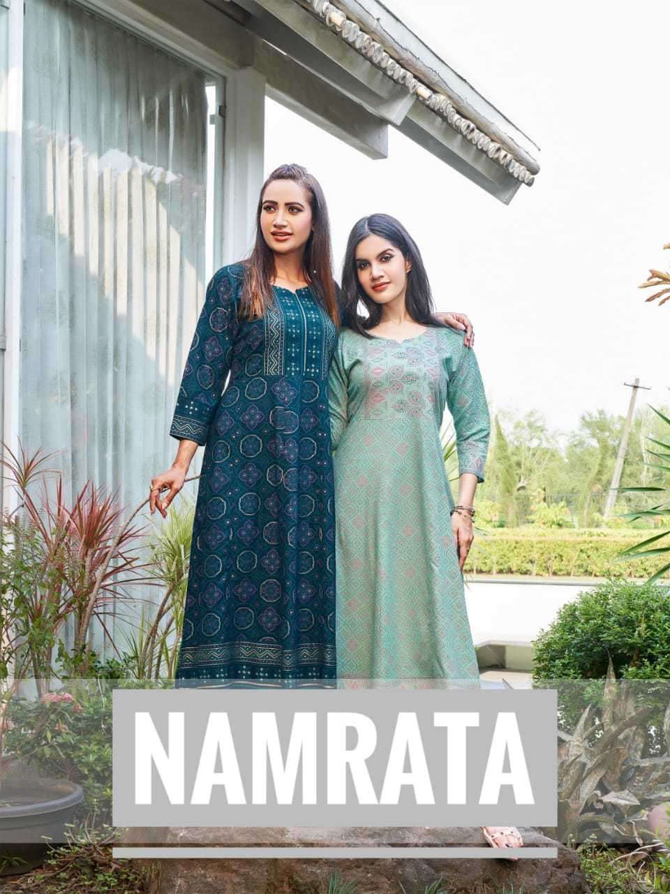Rangjyot Namrata Fancy Rayon Kurti Gown Full Size Kurti Collection
