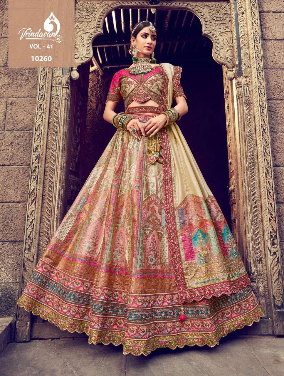 Royal Vrindavan Vol 41 10258 To 10263 Designer Banarasi Bridal Lehenga Online Collection