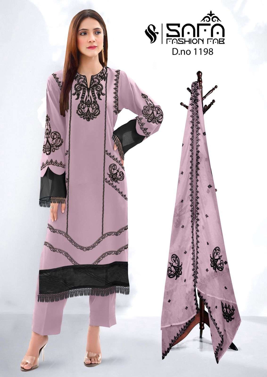 Safa Fashion Fab 1198 Designer Organza Pakistani Dress Readymade Collection