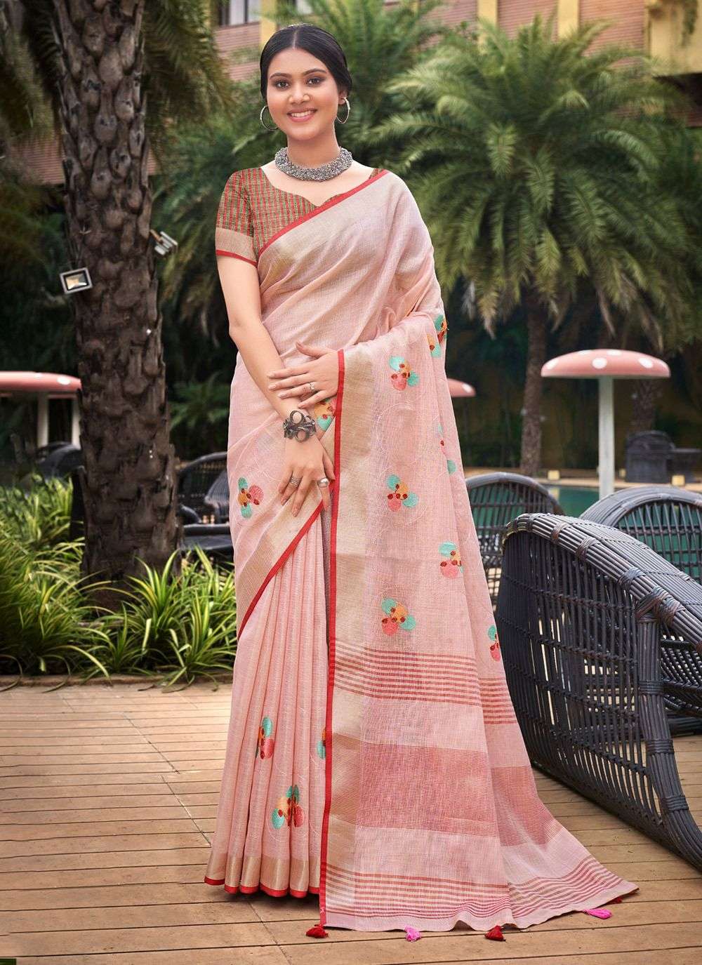 Sangam Linen Fashion 1001 To 1008 New Designs Linen Saree Festive Collection