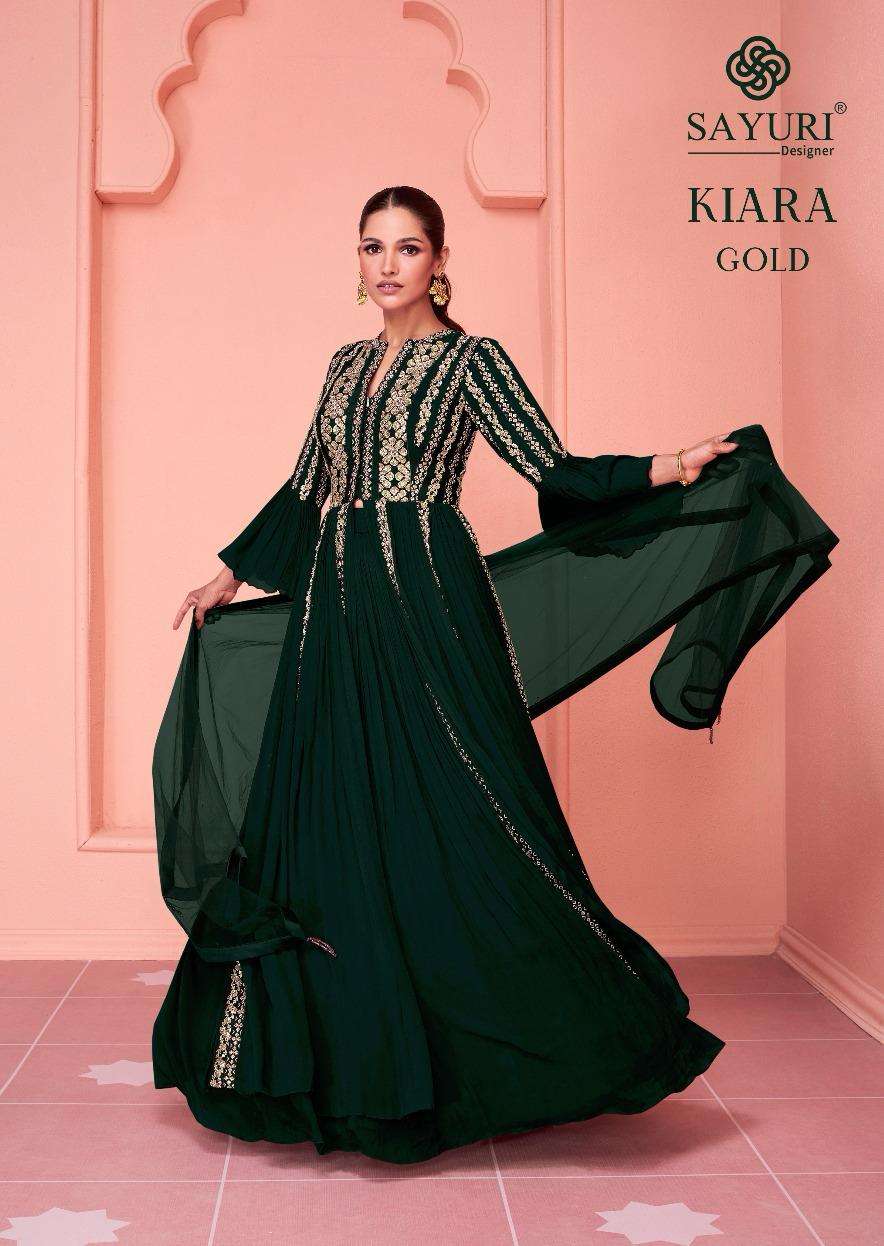 Sayuri Kiara Gold Partywear Latest Designer Dress Indo Western Collection