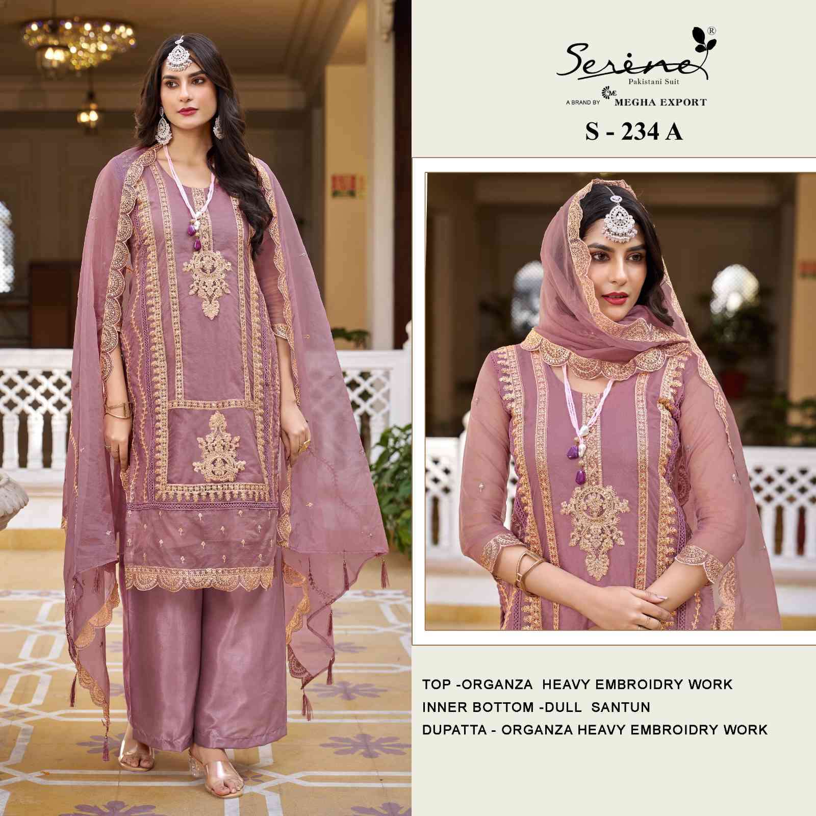 Serine S 234 Colors Designer Straight Style Pakistani Dress Dealers New Collection