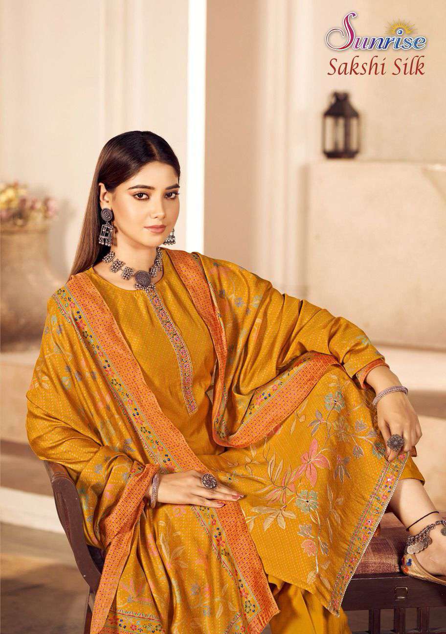 Sunrise Sakshi Silk Designer Print Modal Silk Exclusive Festive Wear Dress Dealers