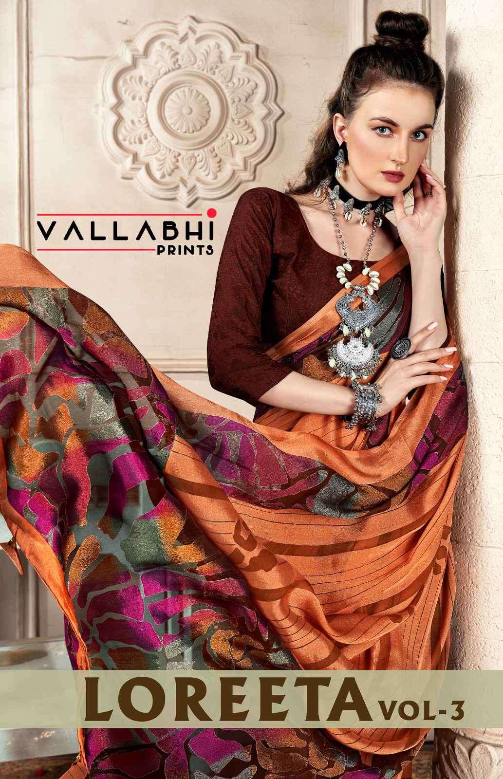Vallabhi Prints Loreeta Vol 3 Festive Wear Stylish Brasso Saree New Designs
