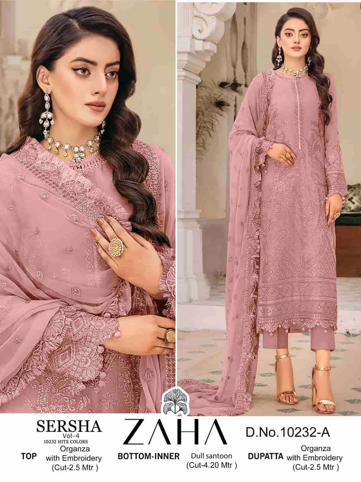 Zaha Sersha Vol 4 10232 Hits Colors Pakistani Festive Wear Style Salwar Suit Suppliers