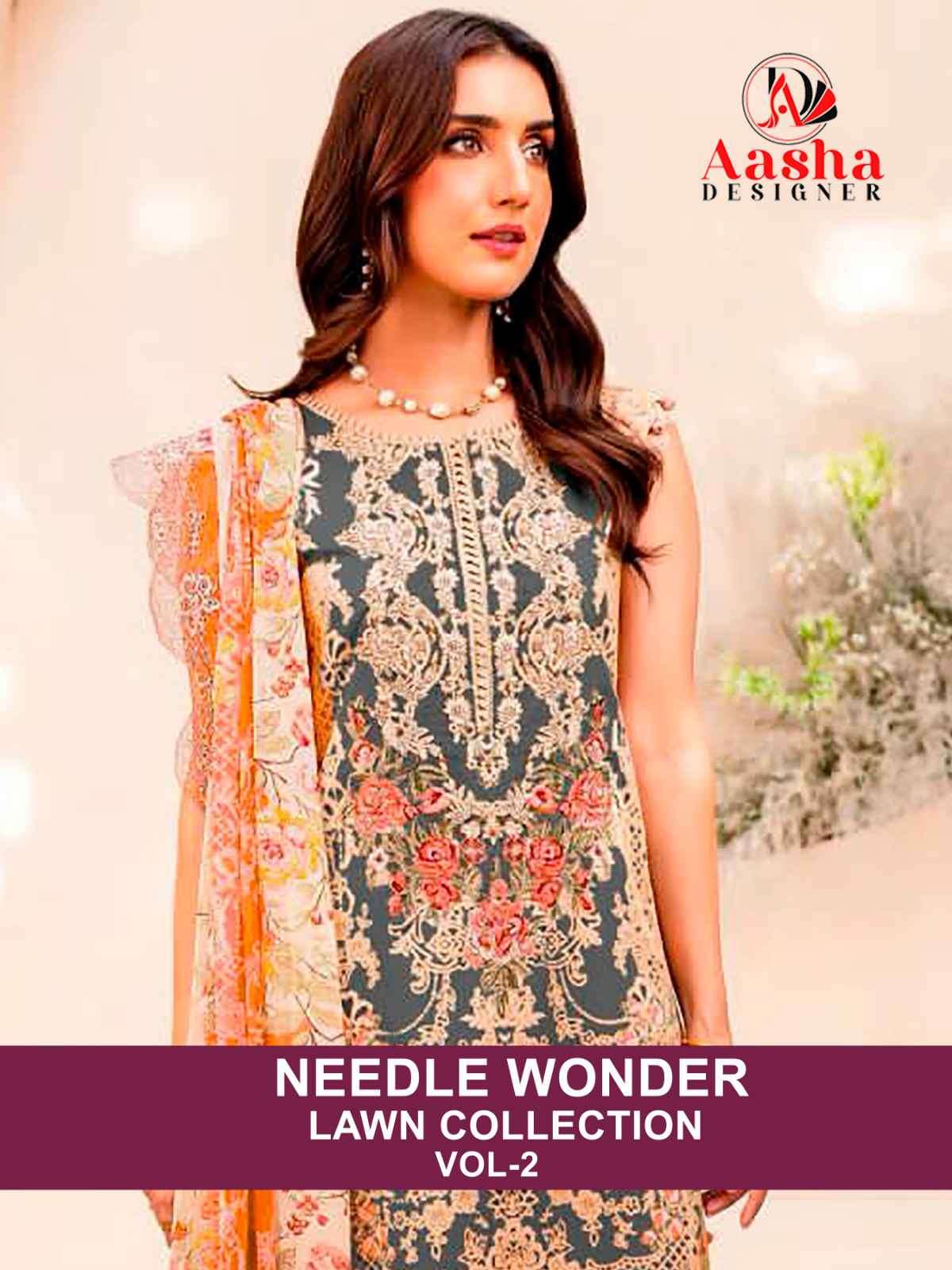 Aasha Designer Needle Wonder Lawn Collection Vol 2 Summer Wear Pakistani Suit Dealers