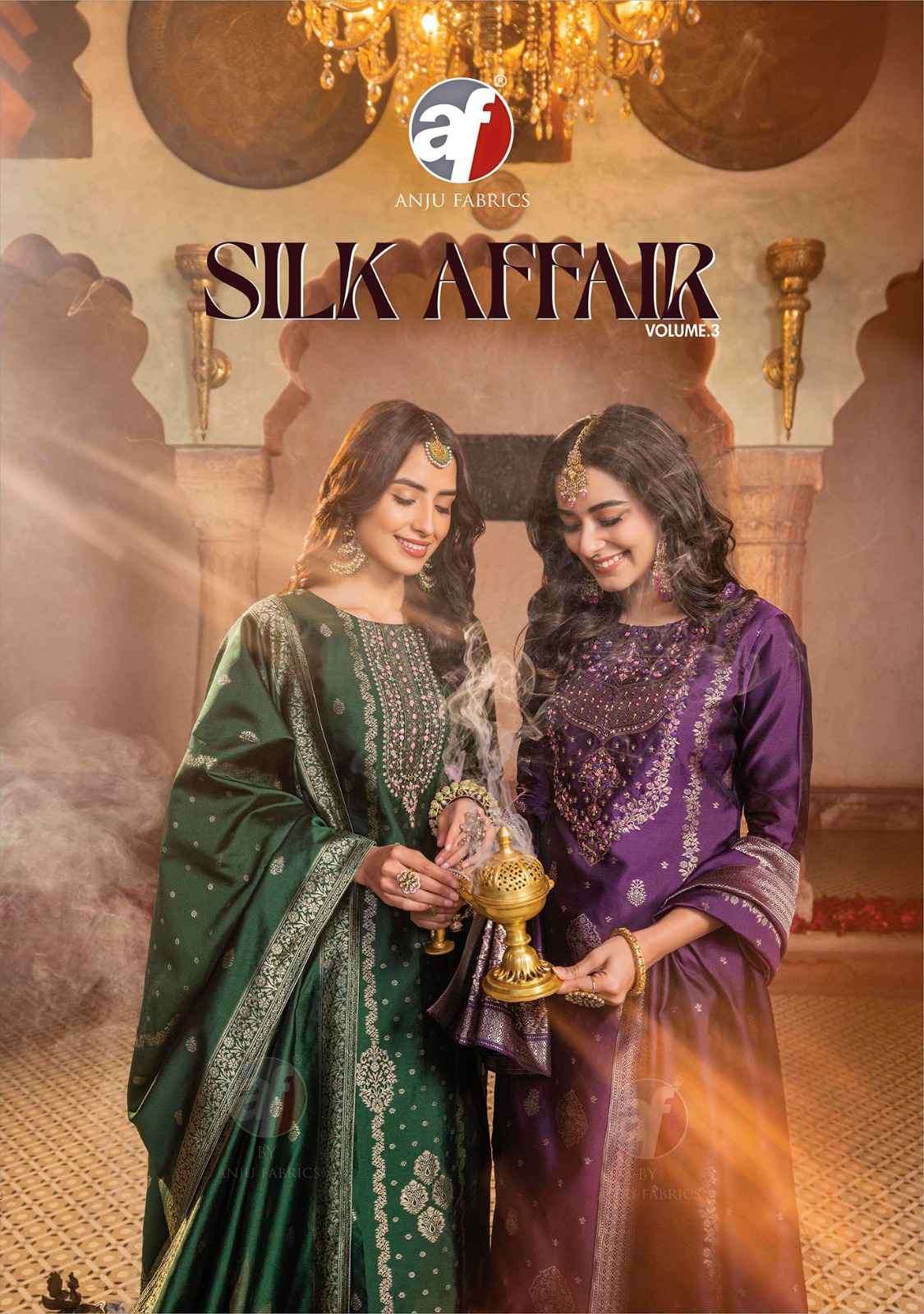 Af Stock Out Silk Affair Vol 3 By Anju Fabrics Banarasi Style 3 Piece Collection
