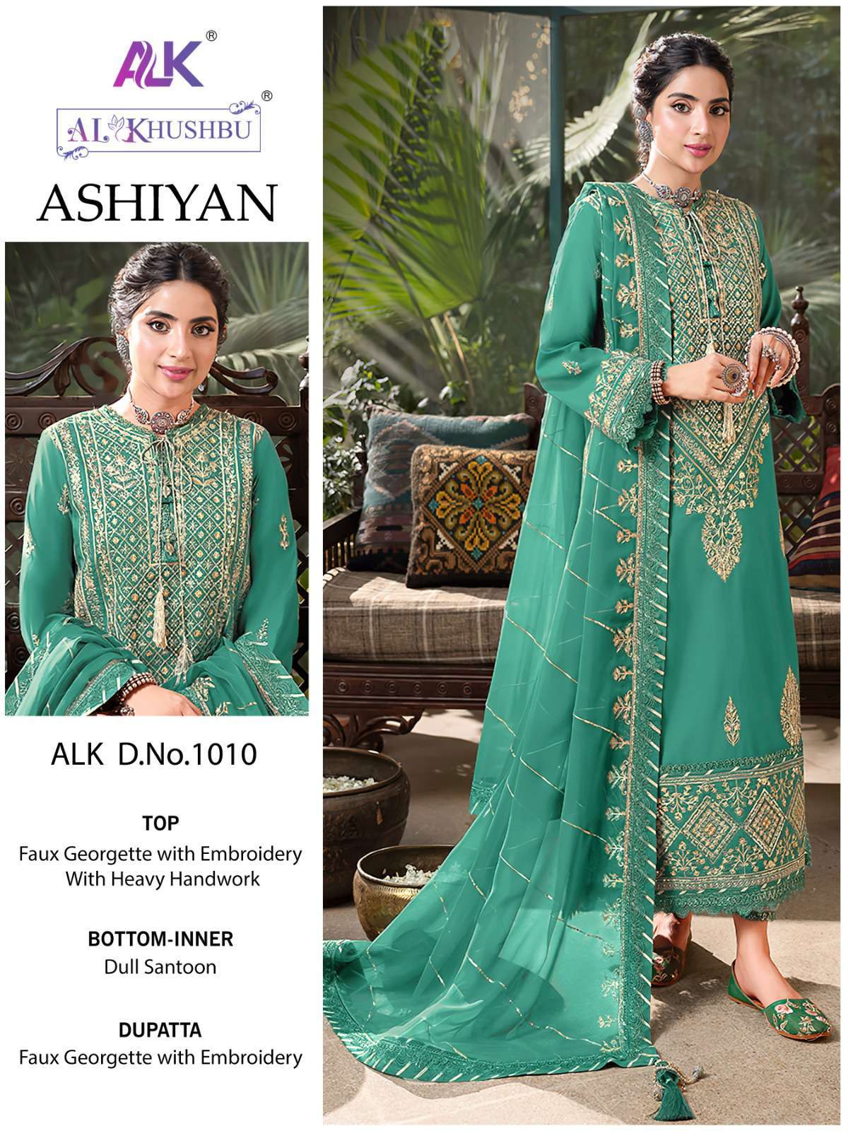 Al Khushbu Alk 1010 Pakistani Designer Georgette Dress Festive Collection