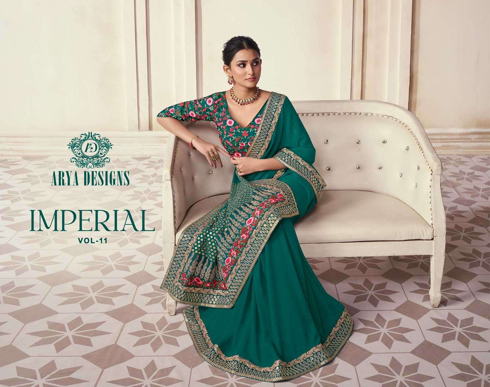 Arya Designs Imperial Vol 11 89001 To 89004 Wedding Wear Designer Saree Online