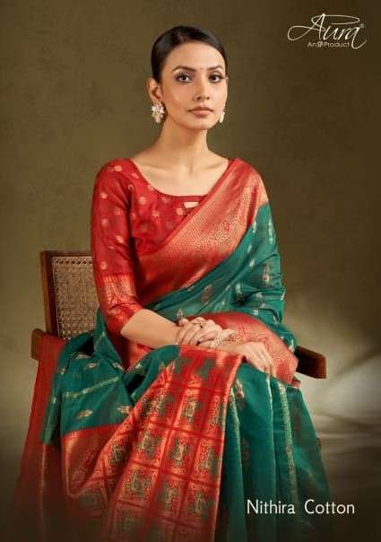 Aura Nithira Cotton Ethnic Wear Fancy Cotton Saree Exclusive Collection