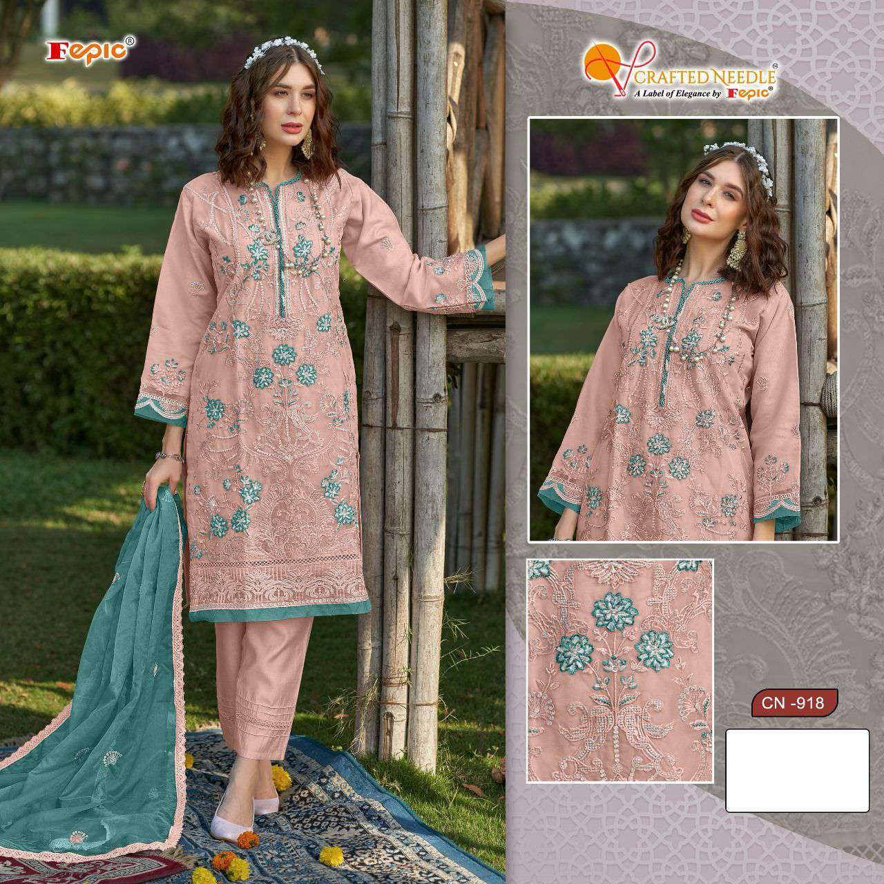 Fepic Cn 918 Colors Festive Wear Pakistani Kurti Pant Dupatta New Collection