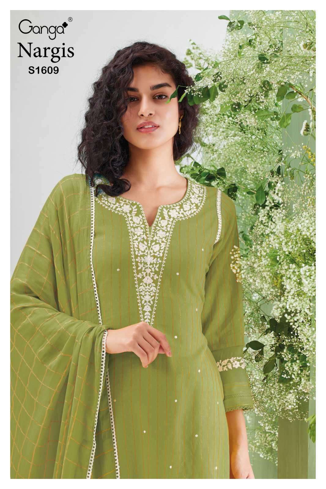 Ganga Nargis 1609 Festive Wear Jacquard Cotton Suits Branded Designs