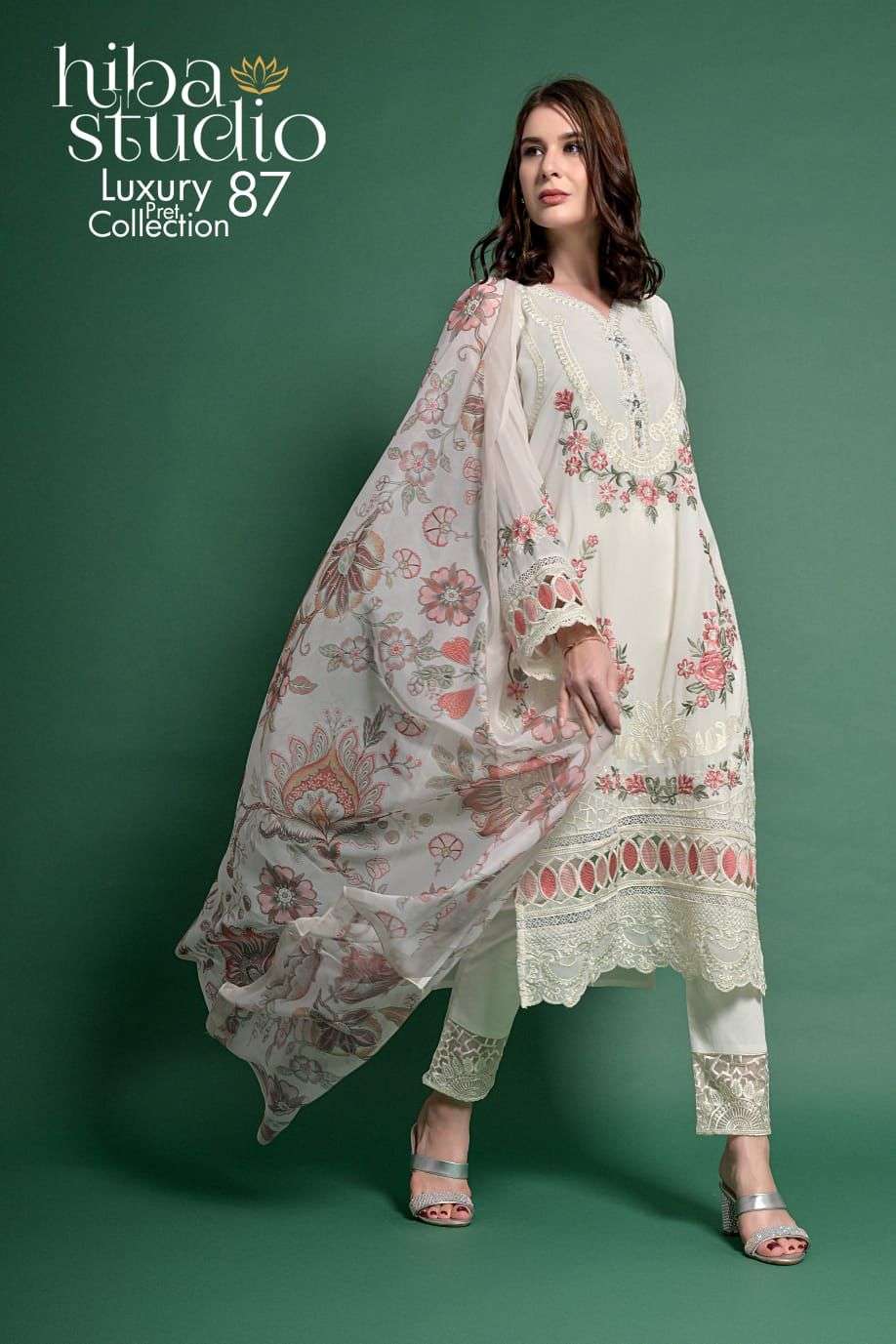 Hiba Studio Lpc Vol 87 Stylish Festive Wear Kurti Pant Dupatta Pakistani Collection