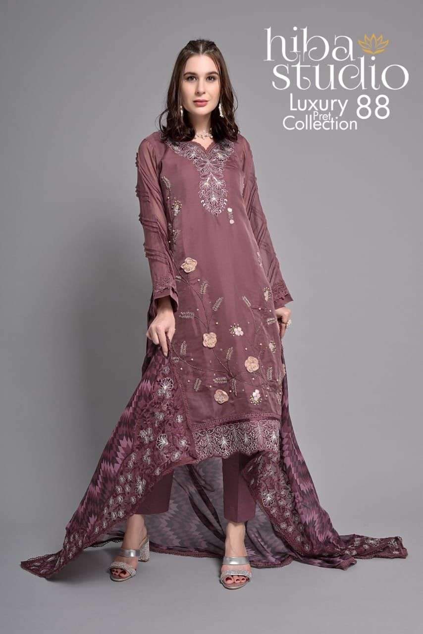 Hiba Studio Lpc Vol 88 Designer Organza Pakistani Dress Exporters