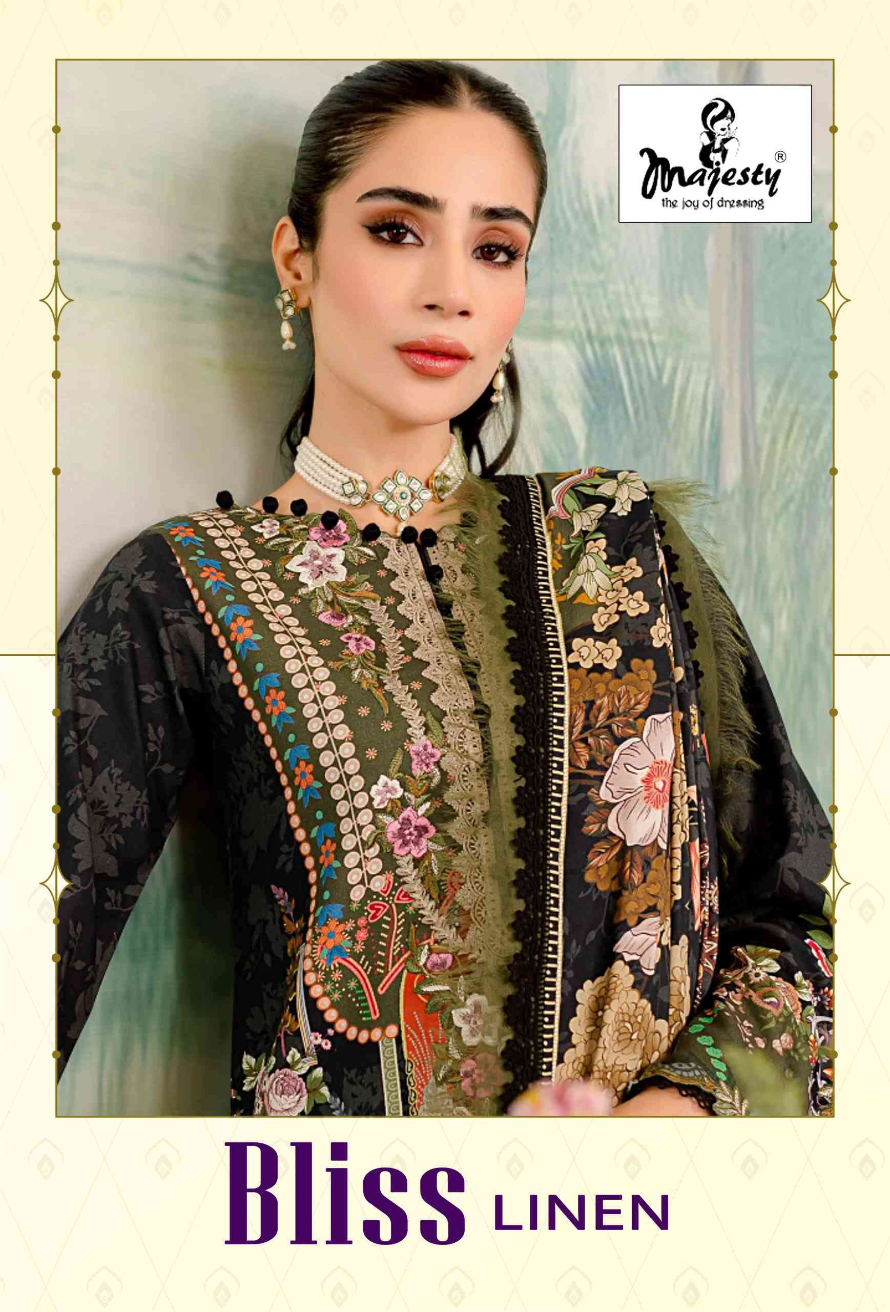 Majesty Bliss Linen Luxury Lawn Collection Fancy Patch Work Pakistani Dress Dealers