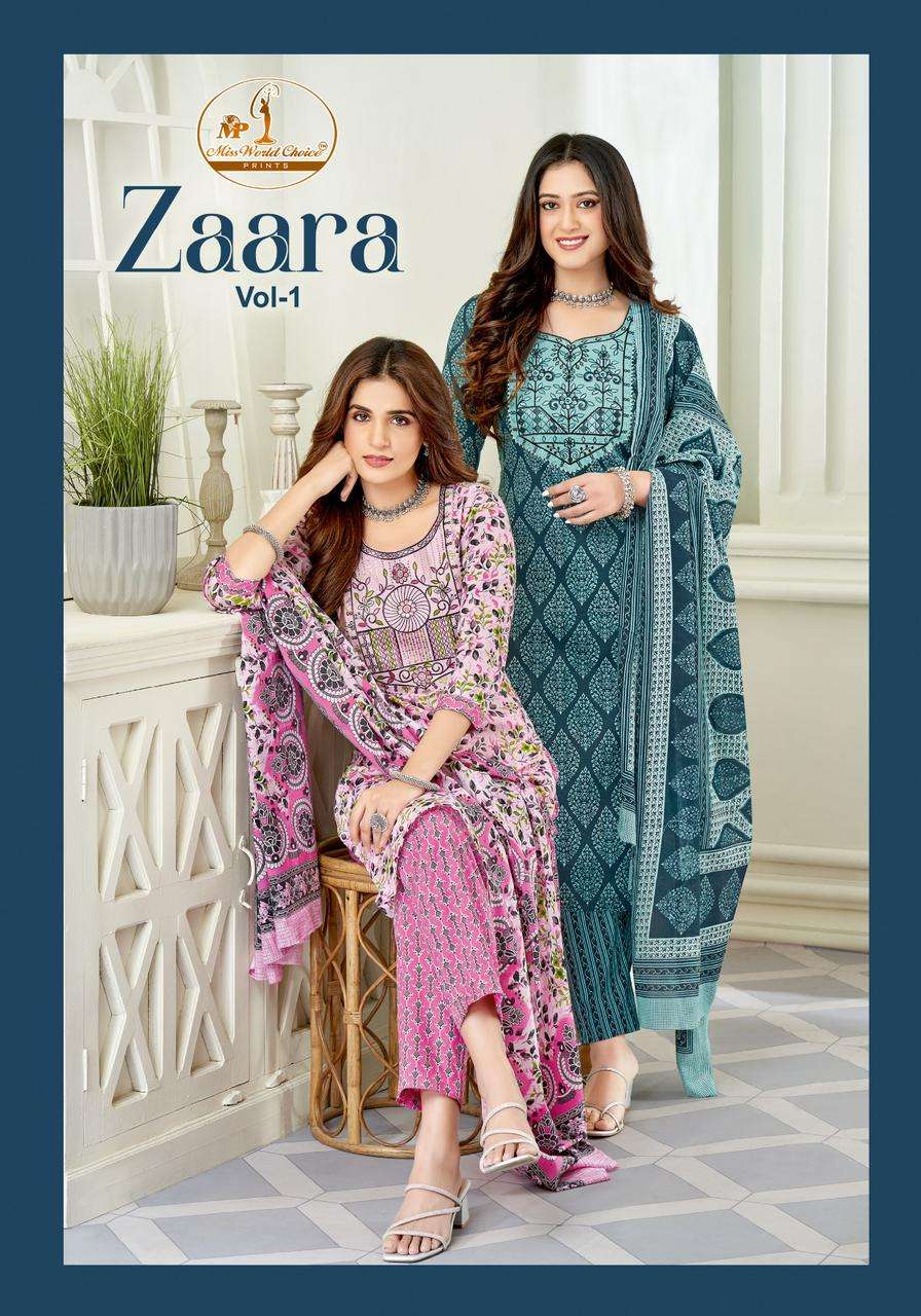 Miss World Zaara Vol 1 Exclusive Printed Cotton Dress Material Suppliers