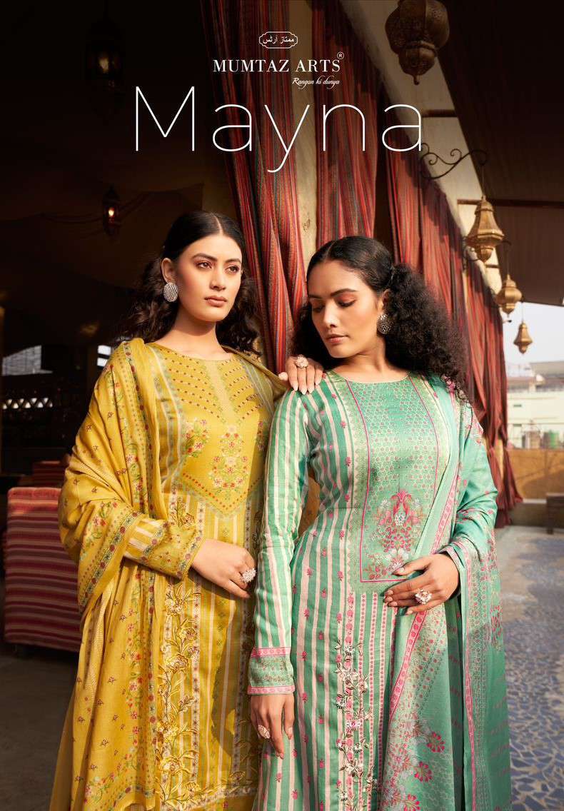 Mumtaz Arts Mayna Digital Printed Satin Exclusive Unstitch Suit Exporters