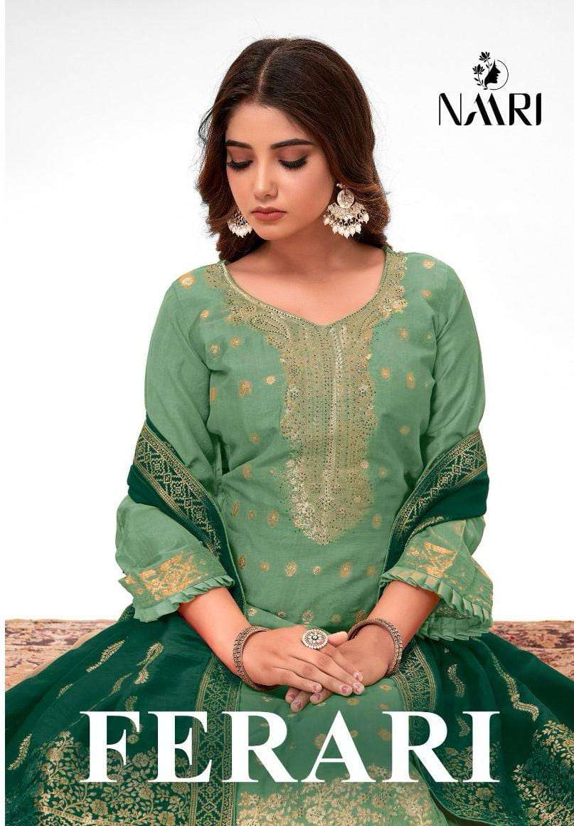 Naari Ferari Festive Wear Muslin Jacquard Dress Latest New Collection