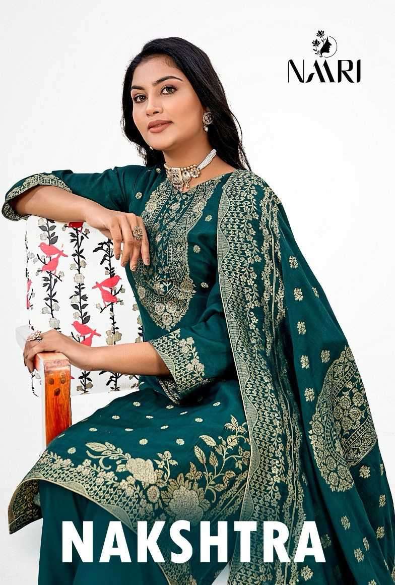 Naari Nakshtra Designer Muslin Jacquard Festive Wear Dress Dealers In Surat