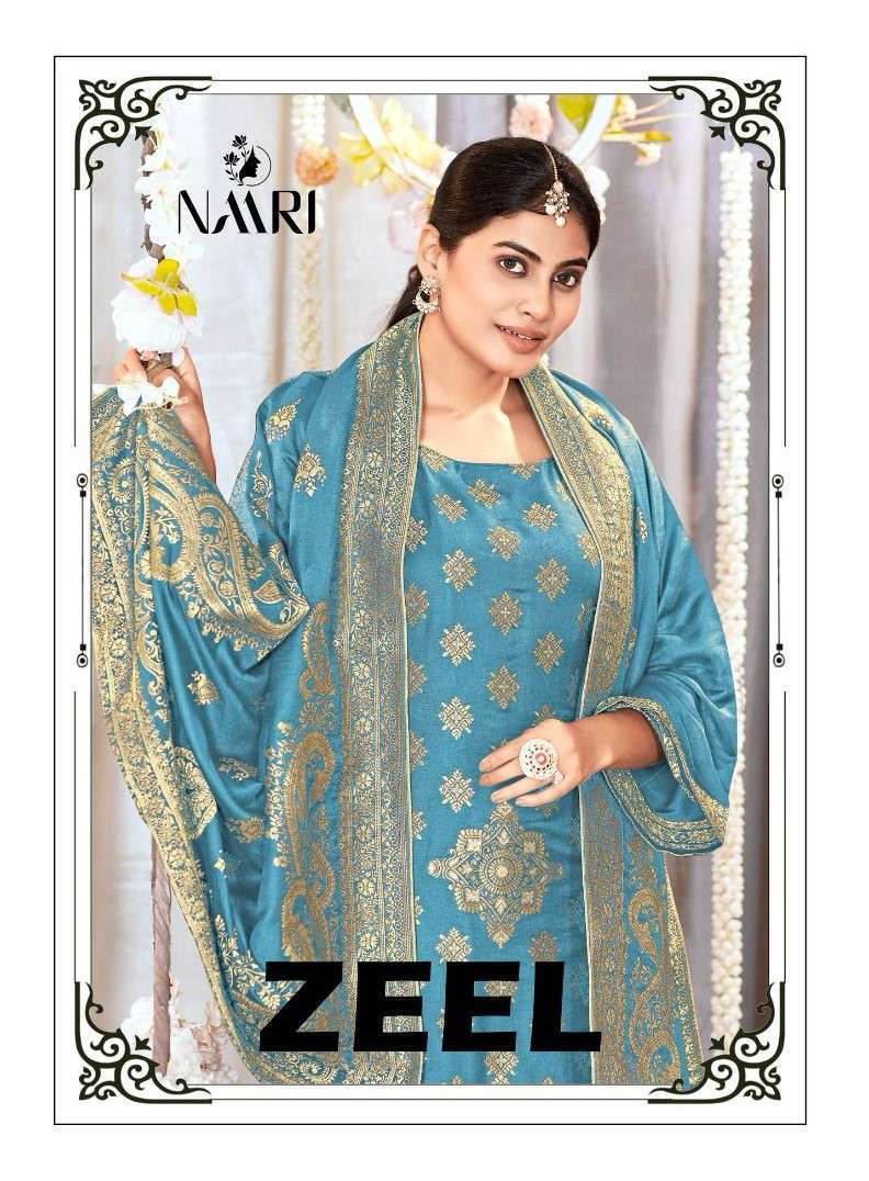 Naari Zeel Fancy Jacquard Muslin Festive Wear Ladies Suit New Designs