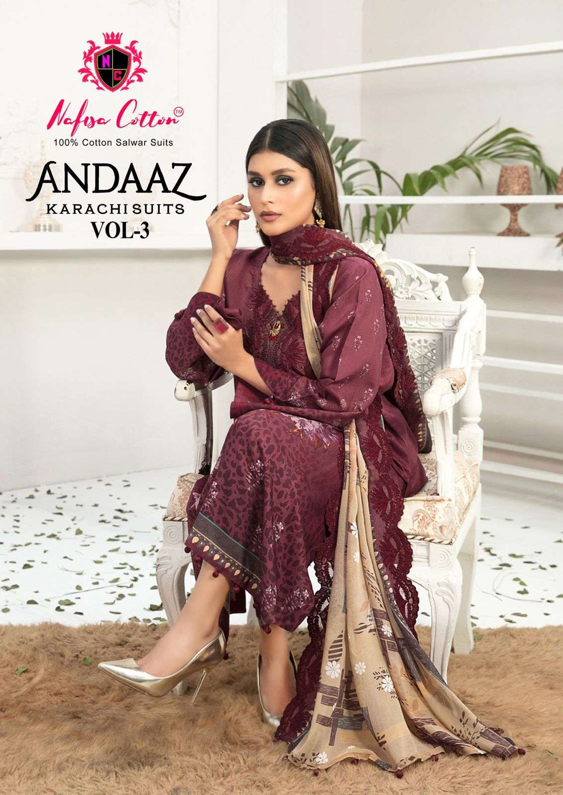 Nafisa Cotton Andaaz Vol 3 Online Store Sales Fancy Cotton Unstitch Suit Dealers